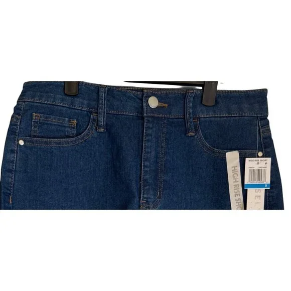 NWT Tinsel Town 9/29 High Rise Denim Shorts Blue Frayed Hem Casual Summer - Picture 4 of 15